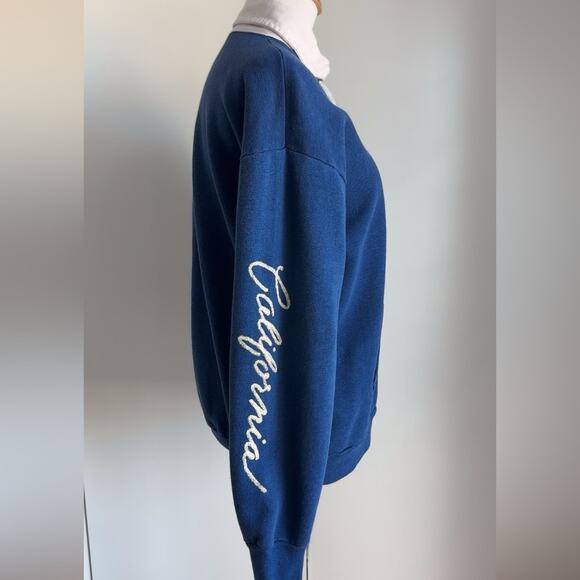 Vintage 70s Sweatshirt/Polo single Stitch Blue California Tourist Graphic Logo M - Picture 10 of 12